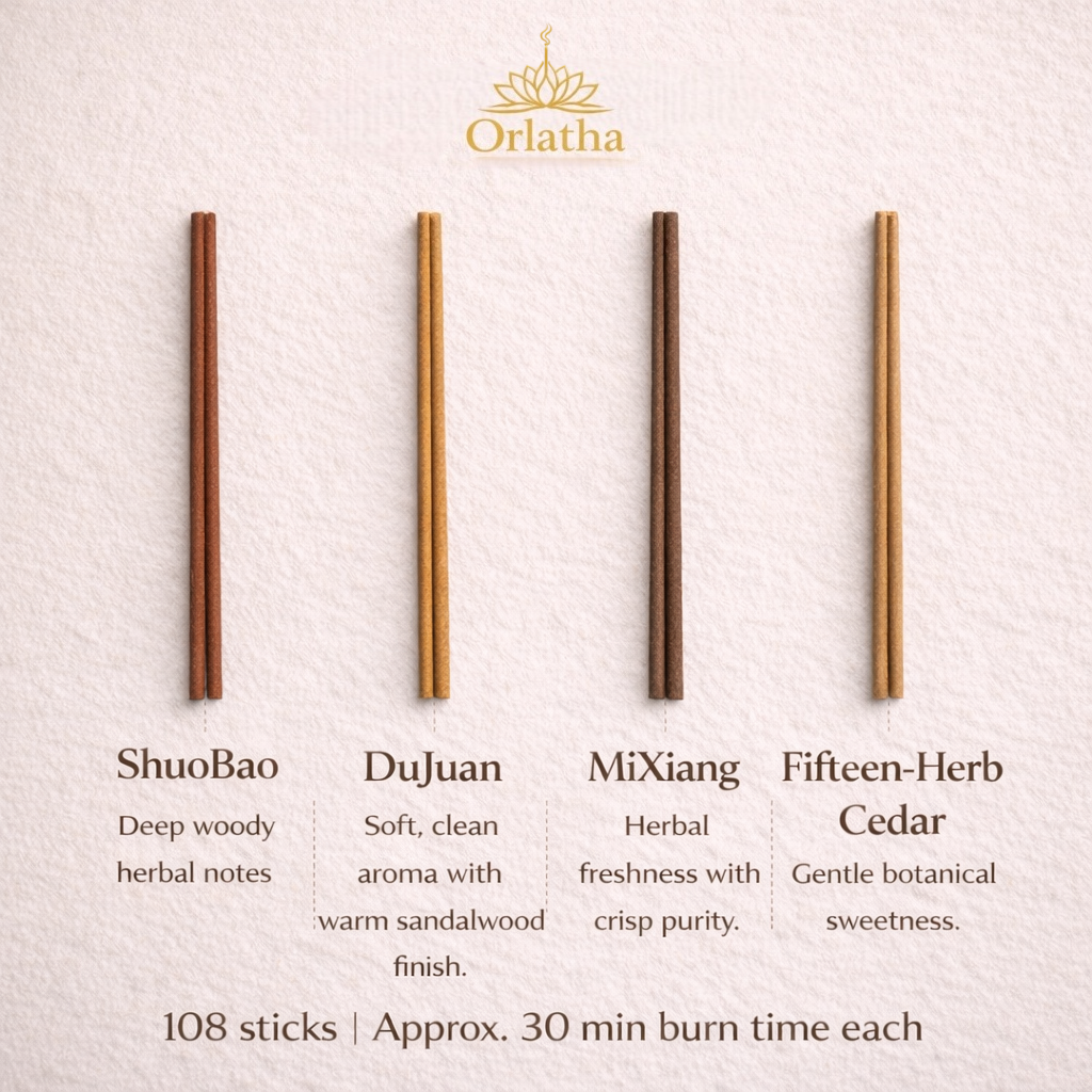 Orlatha Handmade Short Incense Sticks Gift Set – 4 Scent Assortment, 108 Sticks