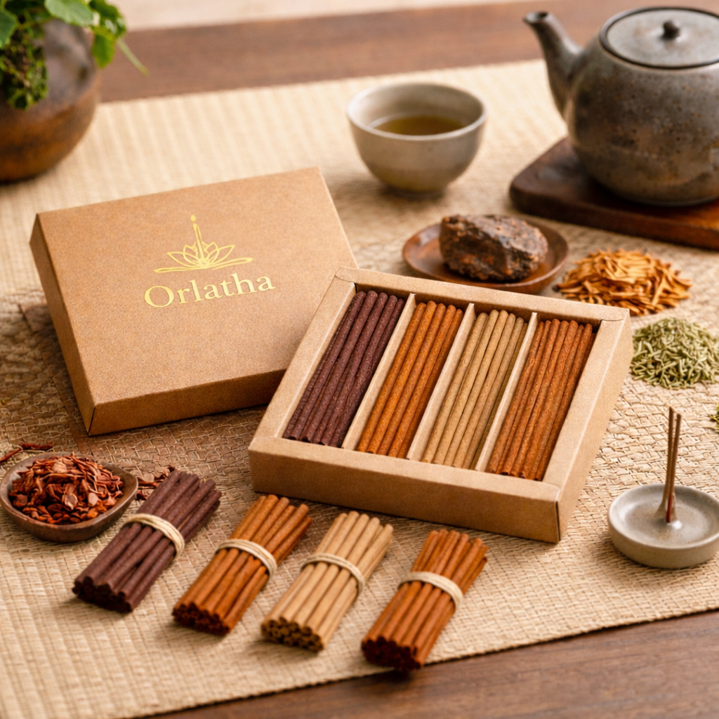 Orlatha Handmade Short Incense Sticks Gift Set – 4 Scent Assortment, 108 Sticks