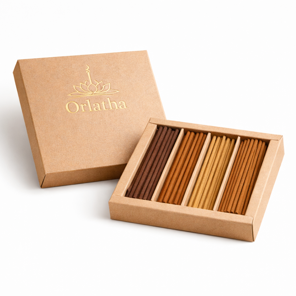 Orlatha Handmade Short Incense Sticks Gift Set – 4 Scent Assortment, 108 Sticks